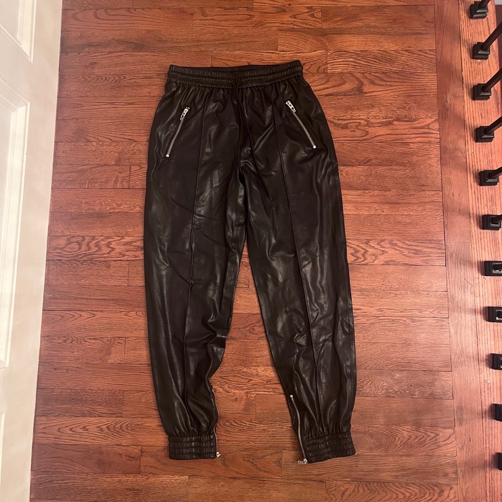 Blank NYC faux leather drawstring jogger